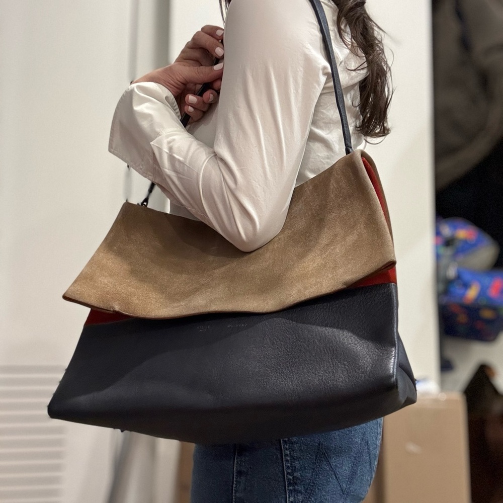 CELINE Elegant Navy, Tan and Red Women's Bag